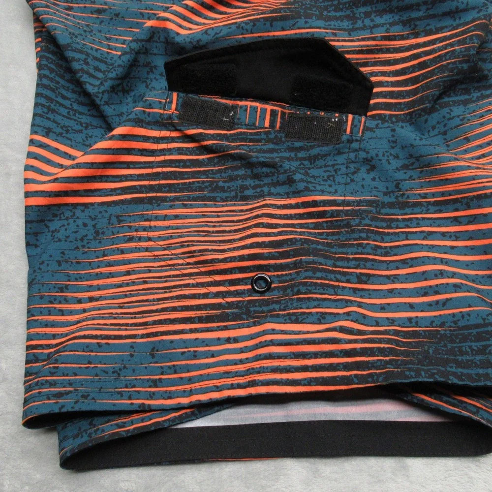 Nike Swim Shorts Mens 32 Orange Blue Striped Cargo Pocket‎ Lace Up Trunks Board
